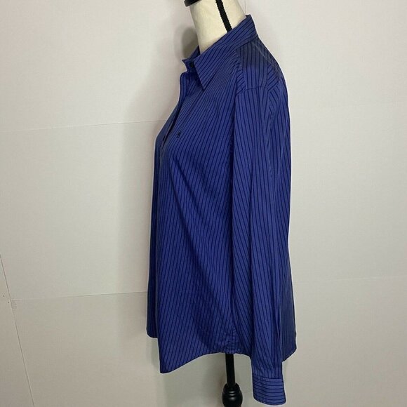 Lauren Ralph Lauren LRL Sz 8 Blue Striped Button-Up Shirt - Picture 4 of 6